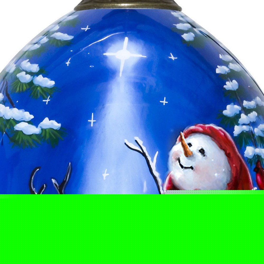 Starry Heaven and Snowman Hand Painted Mouth Blown Glass Ornament