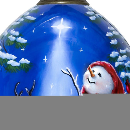 Starry Heaven and Snowman Hand Painted Mouth Blown Glass Ornament