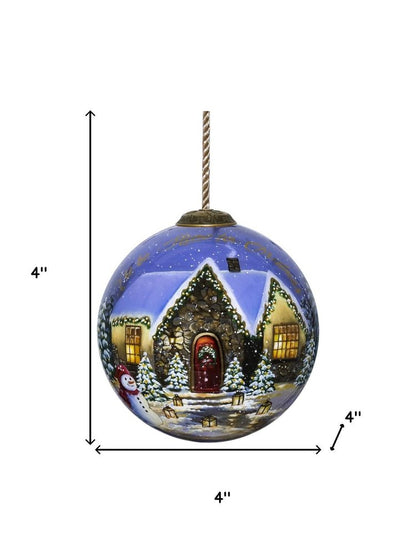 Home for Christmas Hand Painted Mouth Blown Glass Ornament