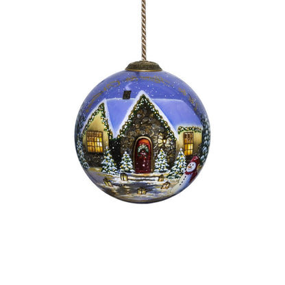 Home for Christmas Hand Painted Mouth Blown Glass Ornament