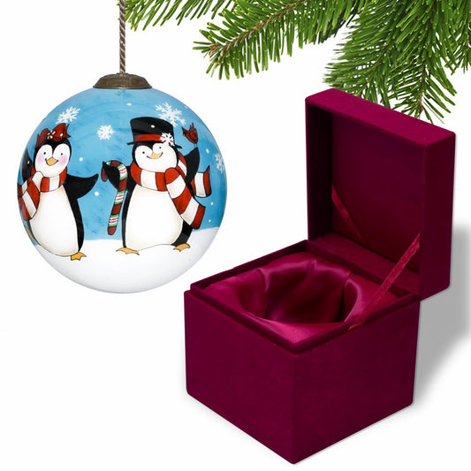 White Black And Blue Glass Ball Ornament