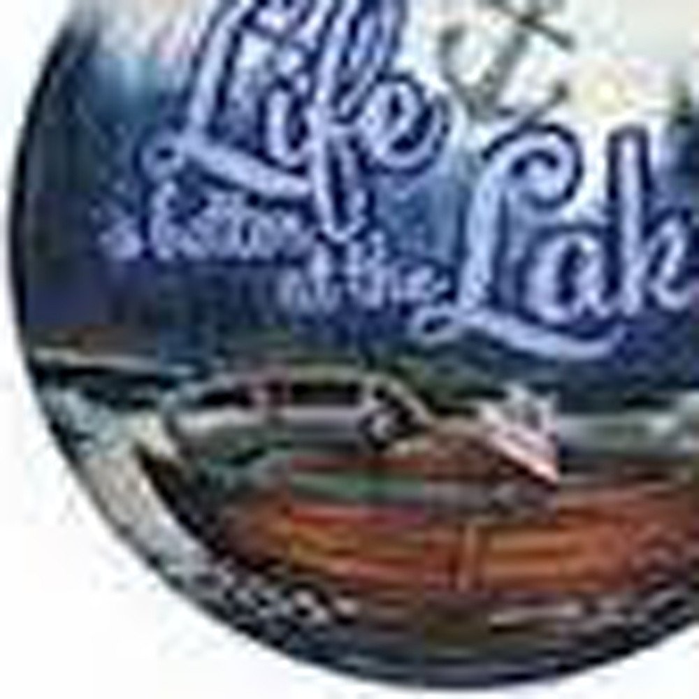 Scenic Life is Better at the Lake Hand Painted And Mouth Blown Blue And White Glass Ball Ornament
