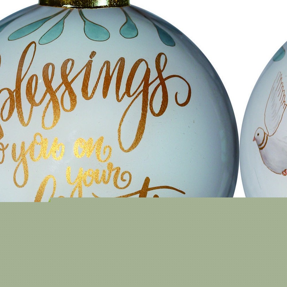Gold Confirmation Hand Painted Mouth Blown Glass Ornament