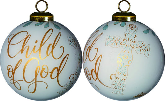 Yellow And White Glass Ball Ornament