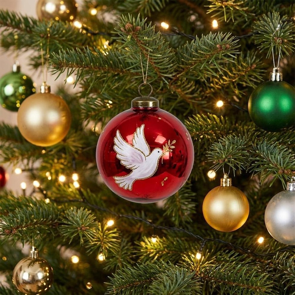 Snowman You Are a Blessing To Me Hand Painted And Mouth Blown Pink And Red Glass Ball Ornament