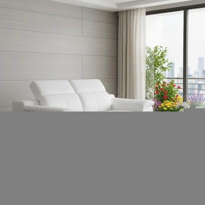 72" White And Silver Italian Leather Power Reclining Loveseat
