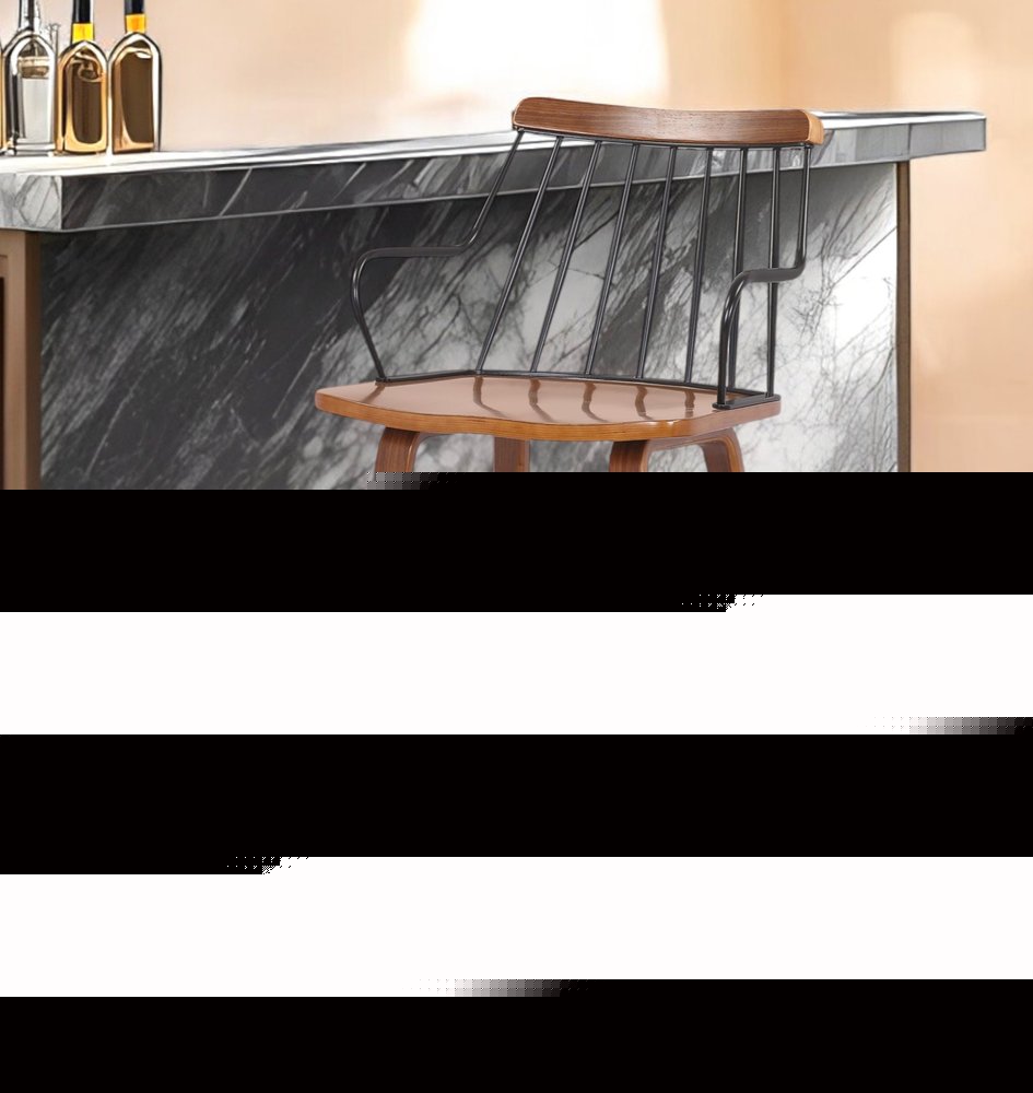 26" Brown Manufactured Wood and Iron Counter Height Bar Chair