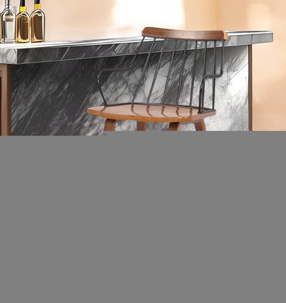 26" Brown Manufactured Wood and Iron Counter Height Bar Chair