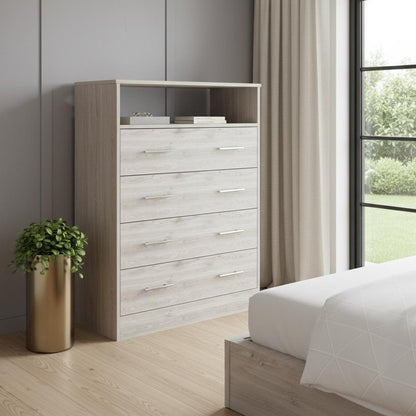 33" Light Grey Manufactured Wood Four Drawer Dresser