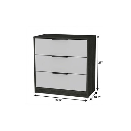 28" White And Smokey Oak Manufactured Wood Three Drawer Dresser