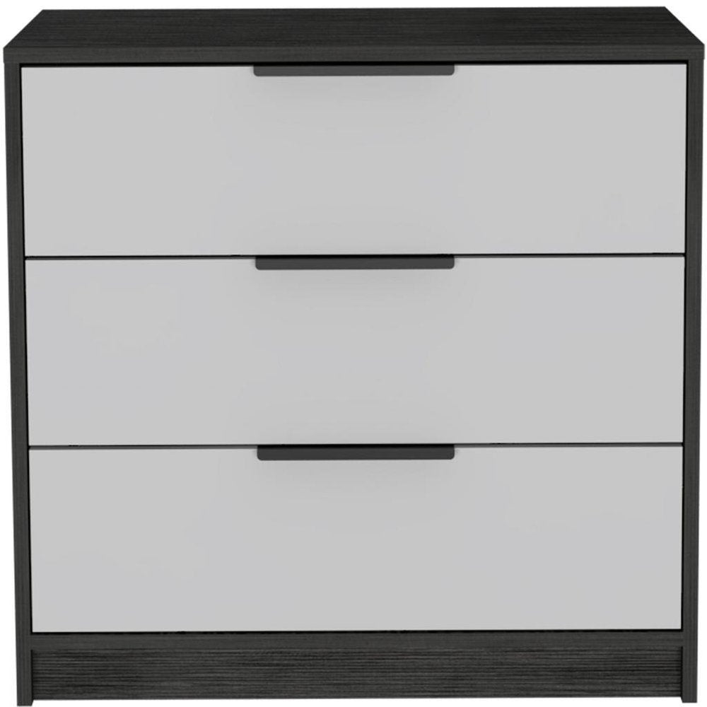 28" White And Smokey Oak Manufactured Wood Three Drawer Dresser