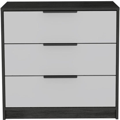 28" White And Smokey Oak Manufactured Wood Three Drawer Dresser