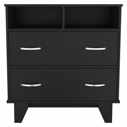 32" Black Manufactured Wood Two Drawer Dresser
