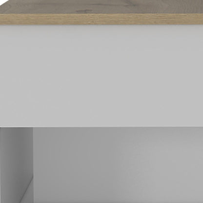 22" White And Light Oak Manufactured Wood Rectangular Coffee Table With Drawer