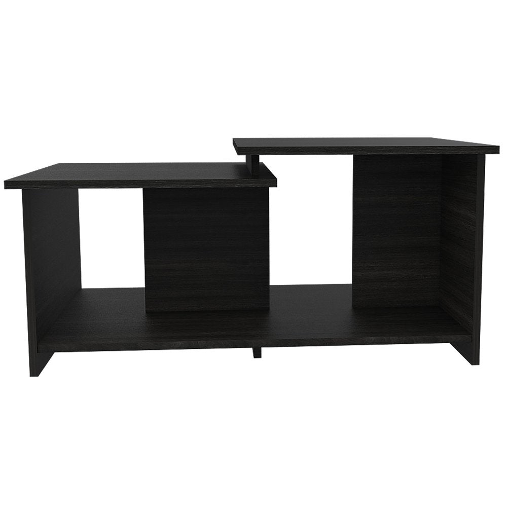 35" Black Wood Abstract Coffee Table
