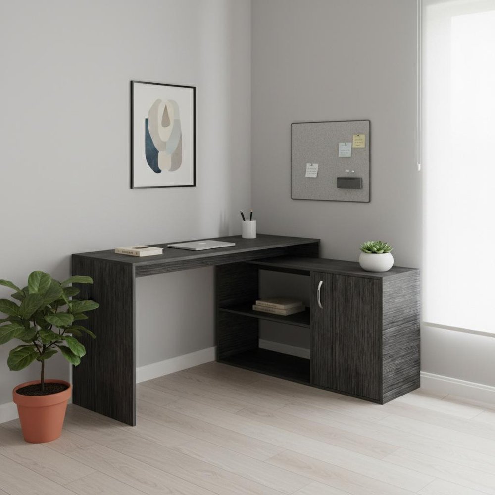 60" Gray L Shape Computer Desk