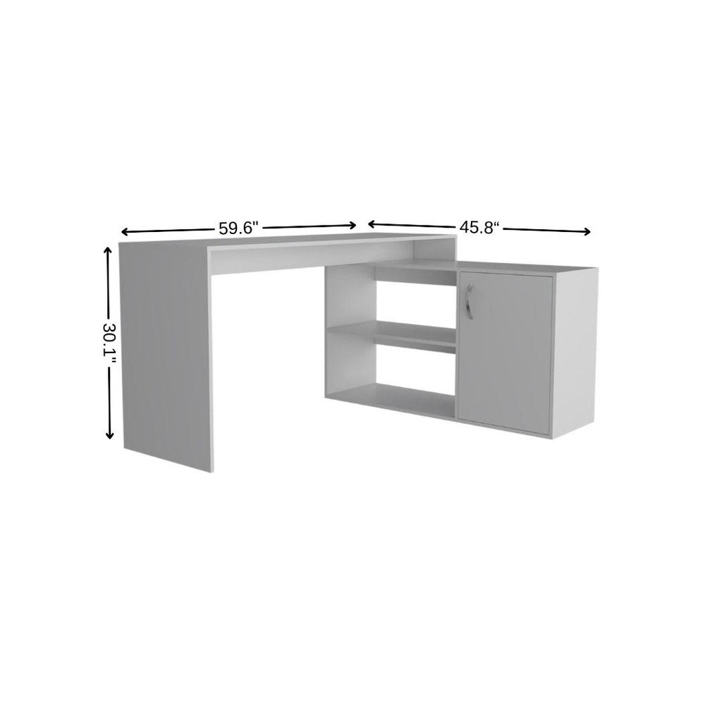 60" White L Shape Computer Desk