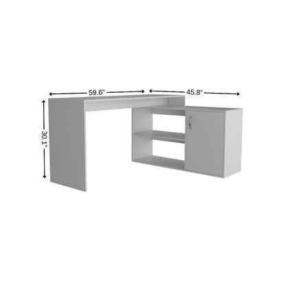 60" White L Shape Computer Desk