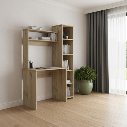 40" Natural Computer Desk With Hutch