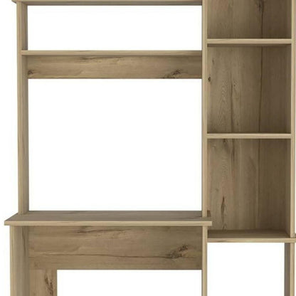 40" Natural Computer Desk With Hutch