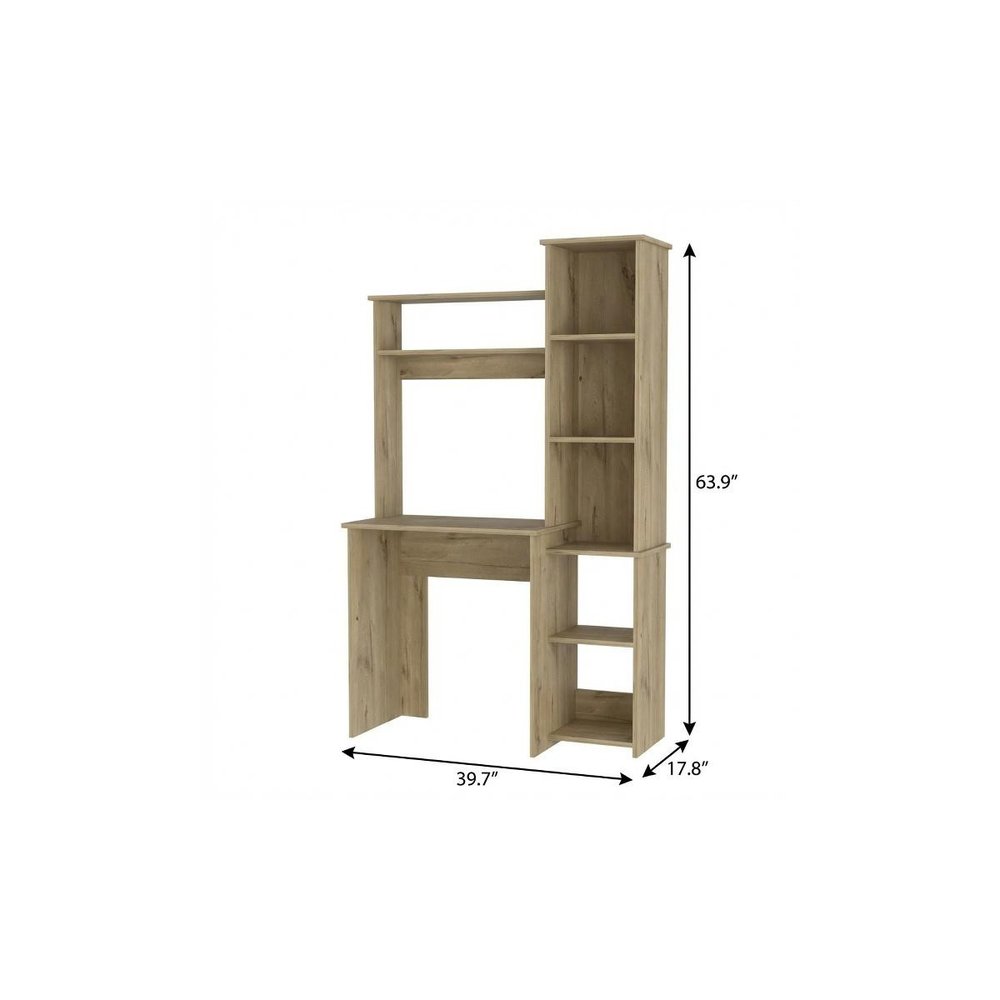40" Natural Computer Desk With Hutch