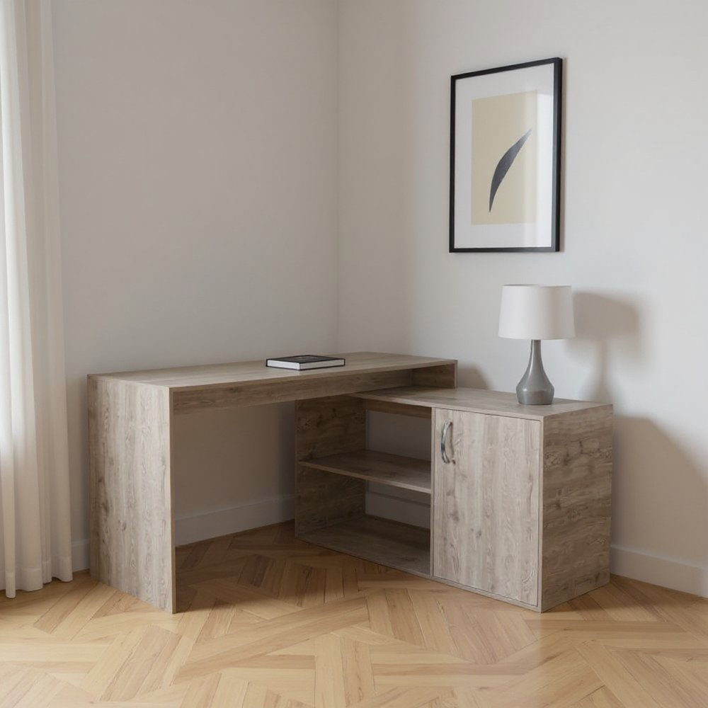 60" Light Gray L Shape Computer Desk