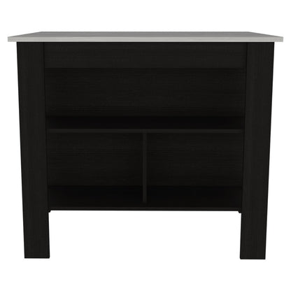 Black and Ivory 41" Kitchen Island With Storage