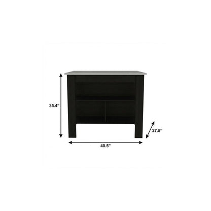 Black and Ivory 41" Kitchen Island With Storage