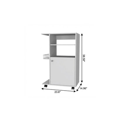 White 24" Rolling Kitchen Cart With Storage