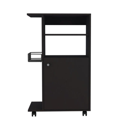 Black 24" Rolling Kitchen Cart With Storage
