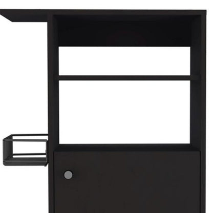 Black 24" Rolling Kitchen Cart With Storage