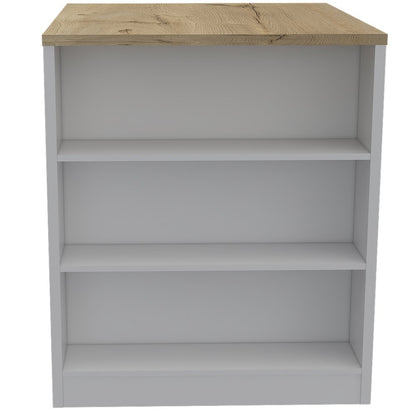 36" Natural and White Wood Kitchen Island With Storage