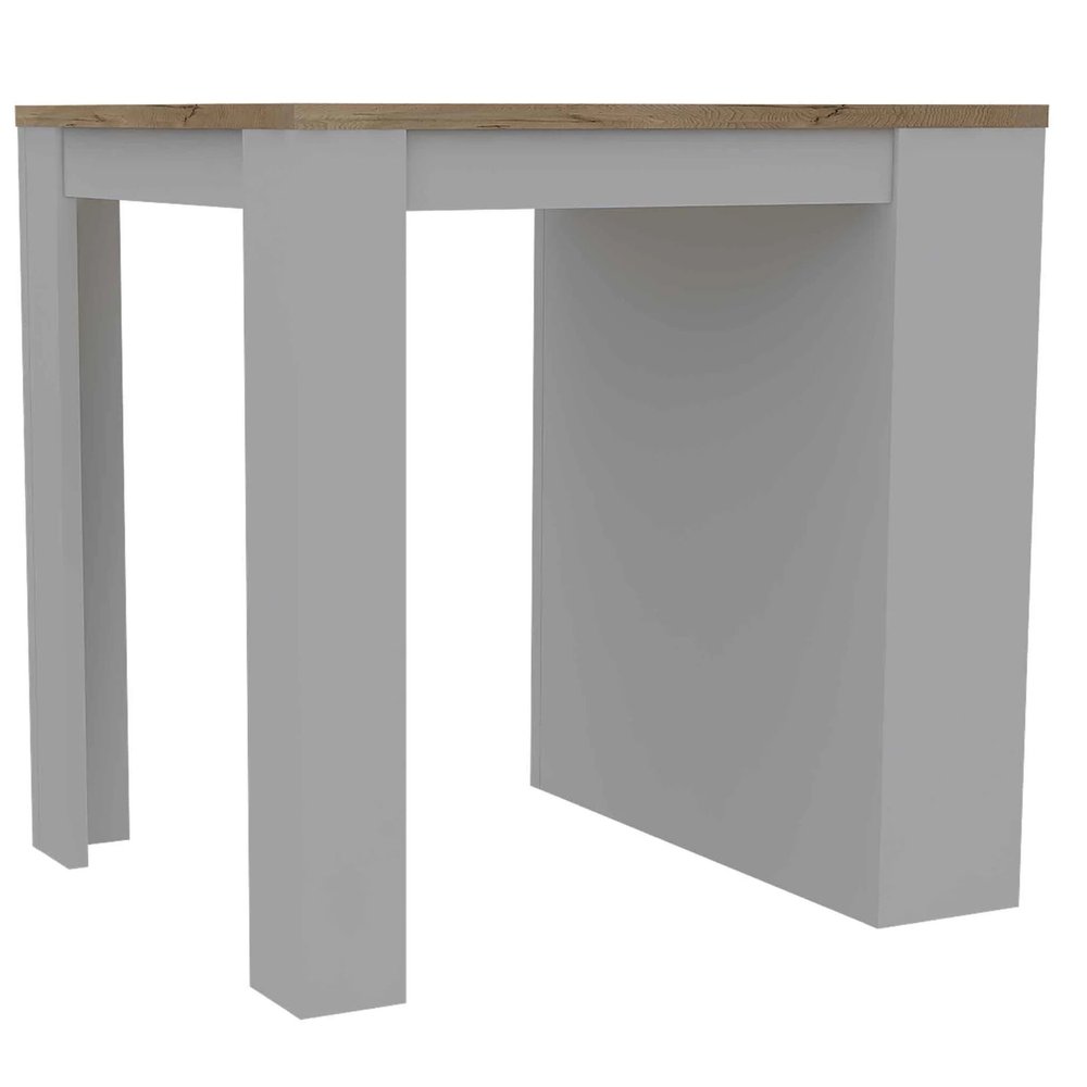 36" Natural and White Wood Kitchen Island With Storage
