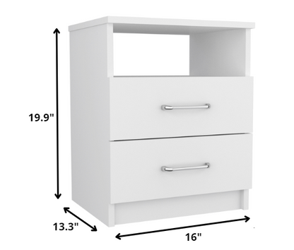 20" Wood Two Drawer Nightstand