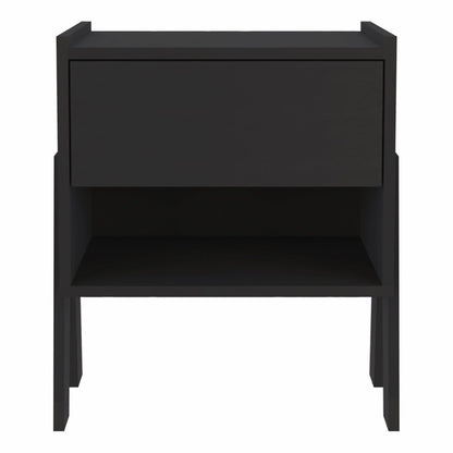 22" Black Wood One Drawer Nightstand