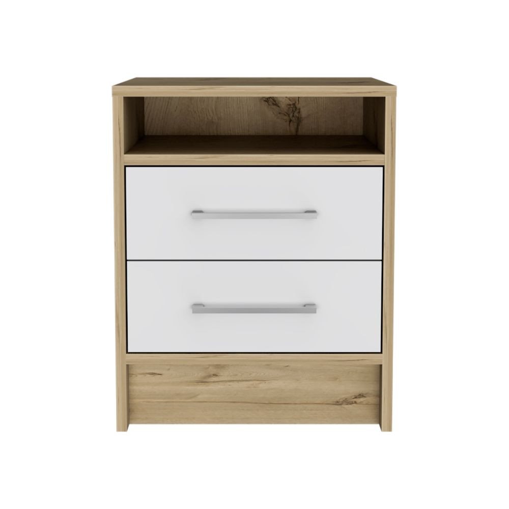 20" Wood Two Drawer Nightstand
