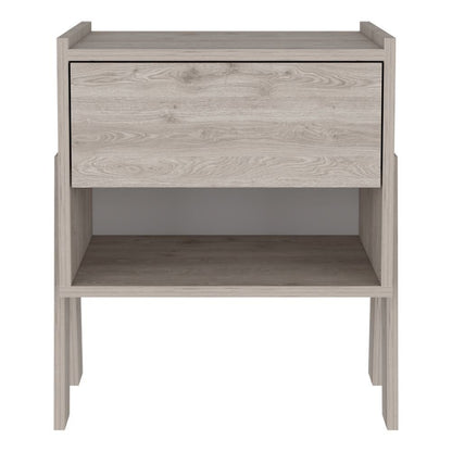 22" Light Gray Wood One Drawer Nightstand