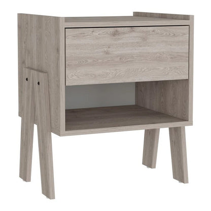 22" Light Gray Wood One Drawer Nightstand