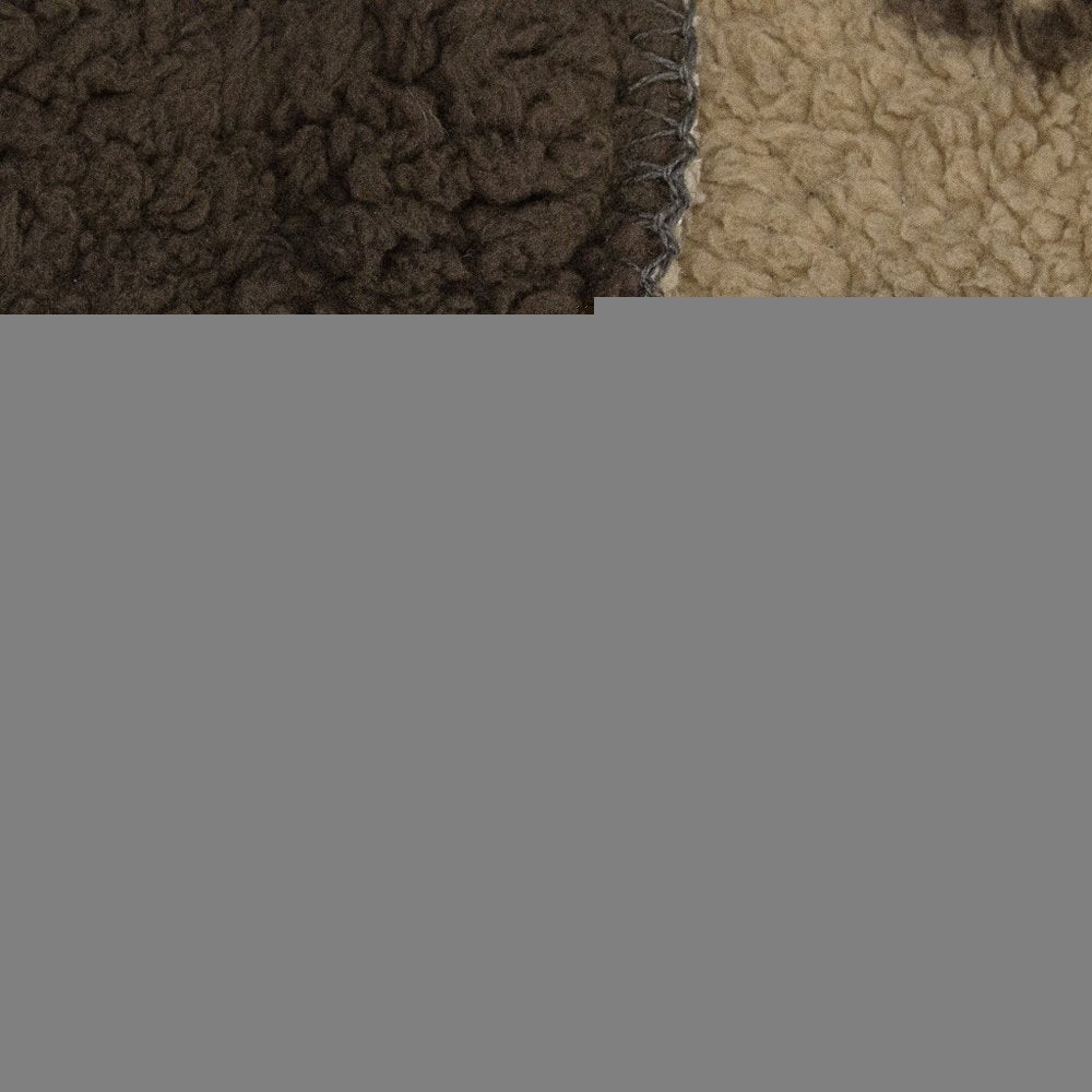 Tan Reverse and Brown Printed Sherpa and Sherpa Throw Blanket