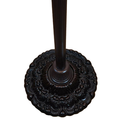 69" Black And Red Torchiere Floor Lamp With Red Dragonfly Glass Dome Shade