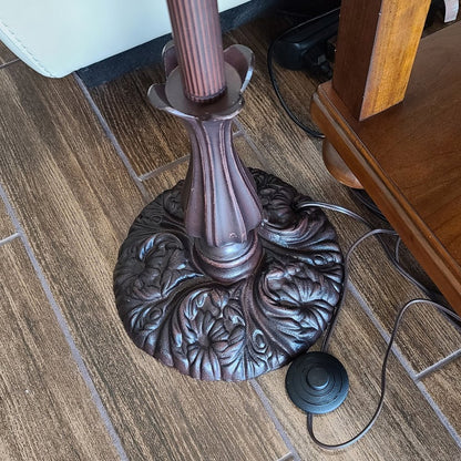 62" Brown And White Floor Lamp With White Glass Bowl Shade