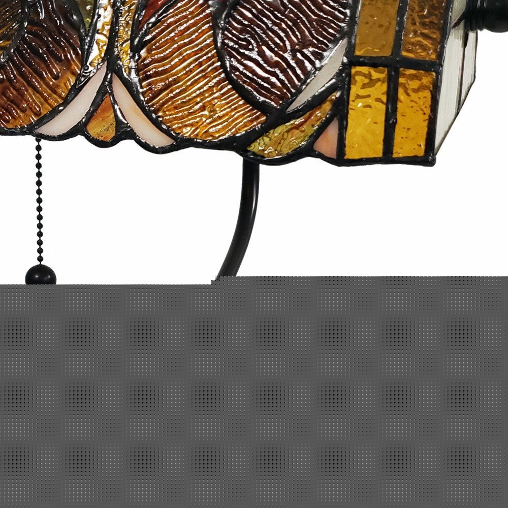 19" Dark Brown Candlestick Table Lamp With Beige Dome Shade