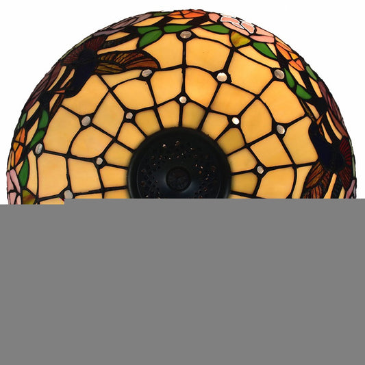 23" Dark Brown Metal Two Light Candlestick Table Lamp With Brown and Ivory Shade