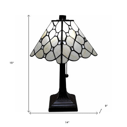 15" Dark Brown Metal Candlestick Table Lamp With White Empire Shade