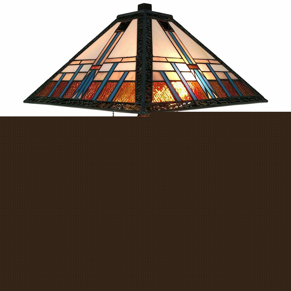 22" Dark Brown Metal Two Light Candlestick Table Lamp With Off White Empire Shade