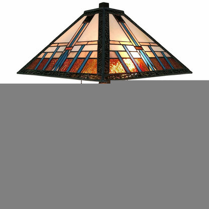 22" Dark Brown Metal Two Light Candlestick Table Lamp With Off White Empire Shade