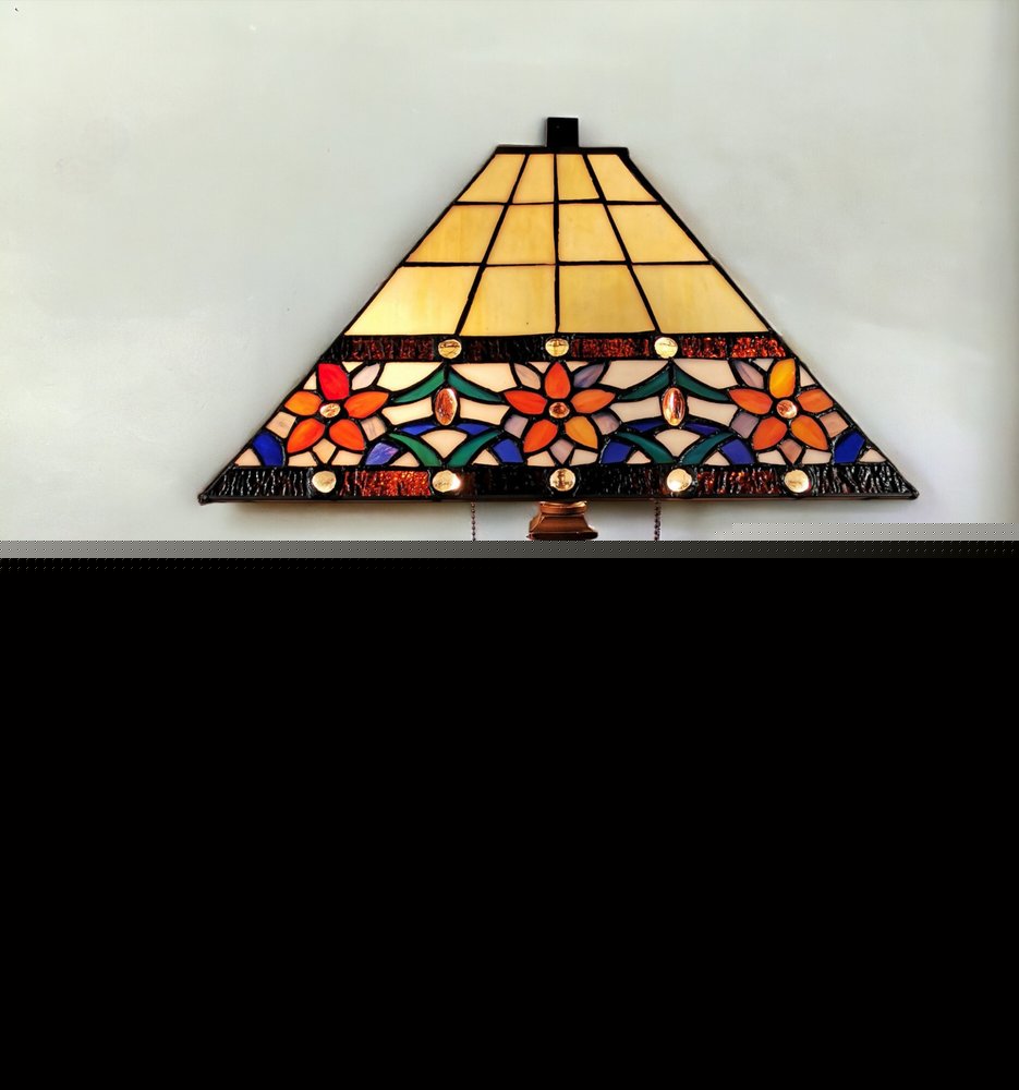 22" Dark Brown Metal Two Light Candlestick Table Lamp With Orange Empire Shade