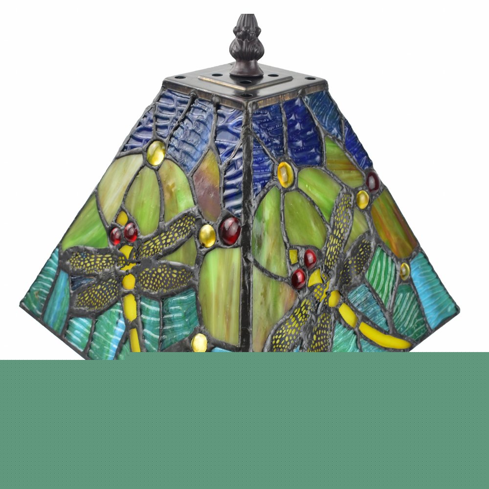 15" Dark Brown Metal Candlestick Table Lamp With Green Empire Shade