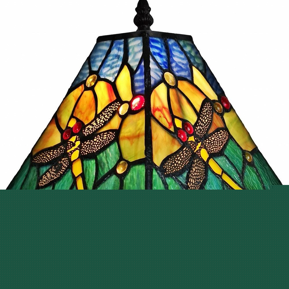 15" Dark Brown Metal Candlestick Table Lamp With Green Empire Shade