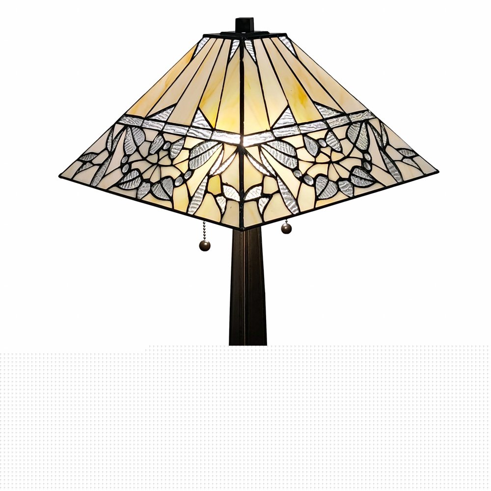 22" Dark Brown Metal Two Light Candlestick Table Lamp With White Shade